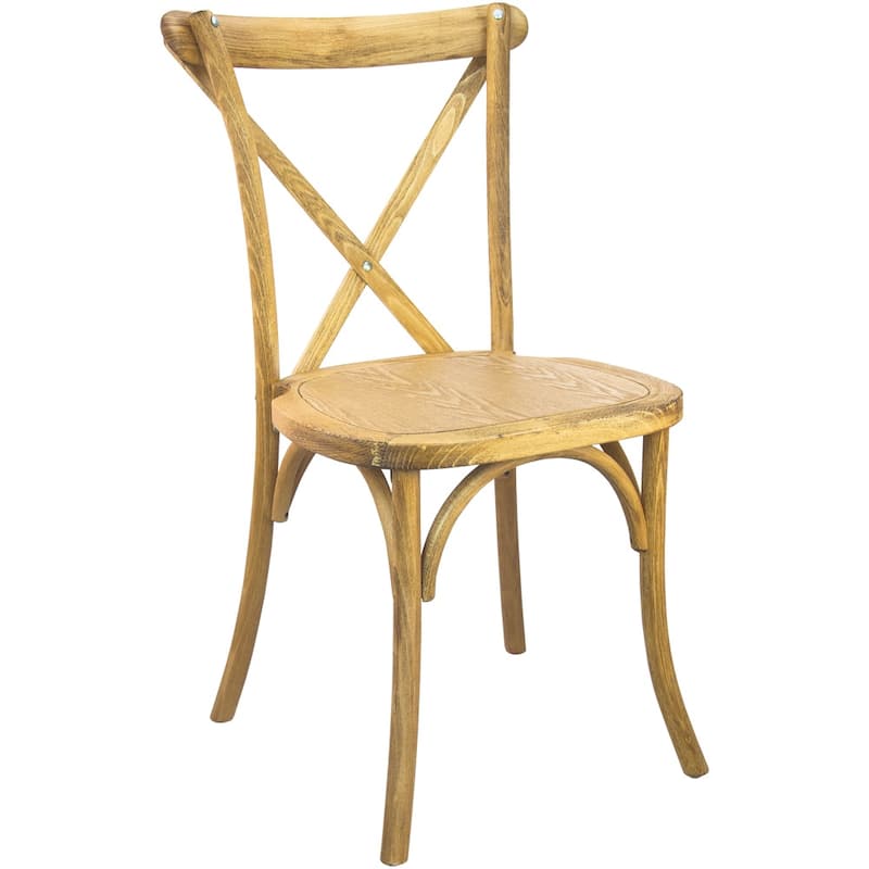 Modern Solid Wood Stacking Cross Back Dining Chairs (Set of 2) - Natural