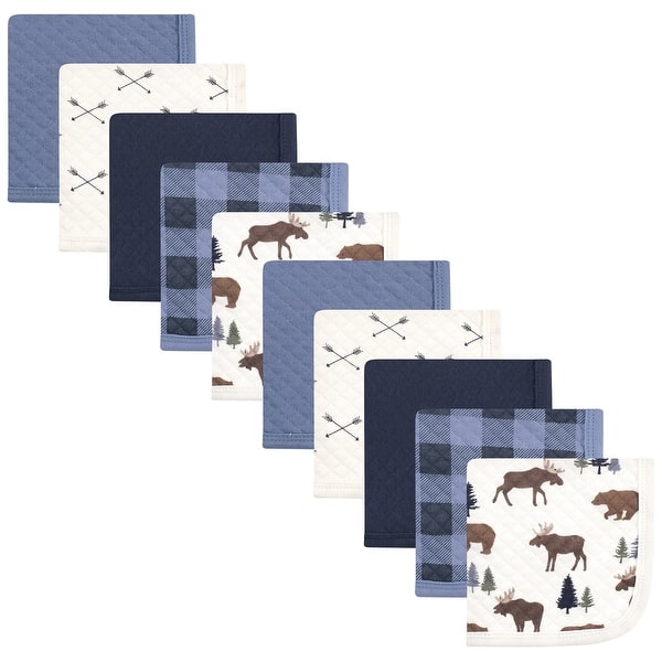 slide 1 of 1, Hudson Baby Infant Boy Quilted Cotton Washcloths, Moose Bear, One Size - Moose Bear - One Size One Size - Moose Bear