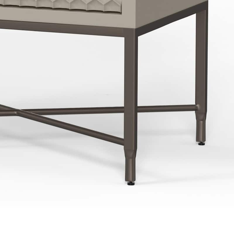 Rexi 26 Inch 2 Drawer Nightstand, Honeycomb, Mahogany Wood