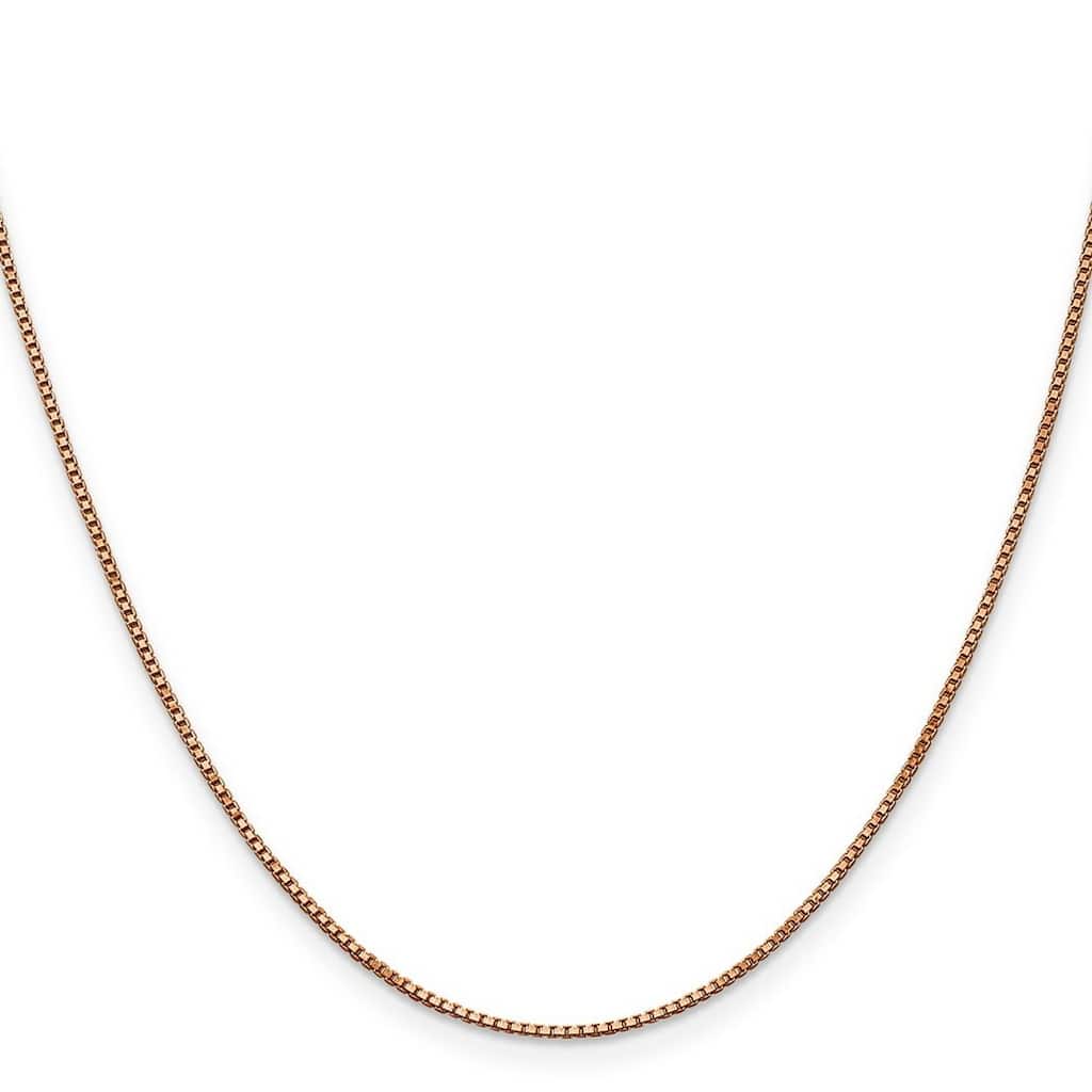 Curata 14k Rose Gold Diamond Cut 1mm Box Chain Necklace (Lobster) Option 16 18 20 24
