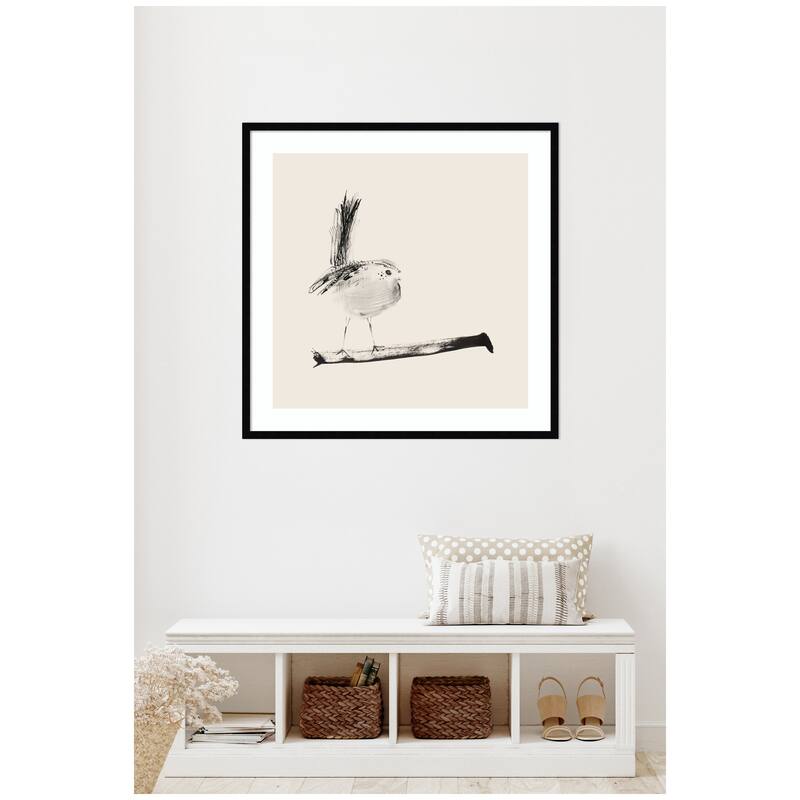 Kate and Laurel Sketched Bird On Branch by Danushka Abeygoda Framed Wall Art Print