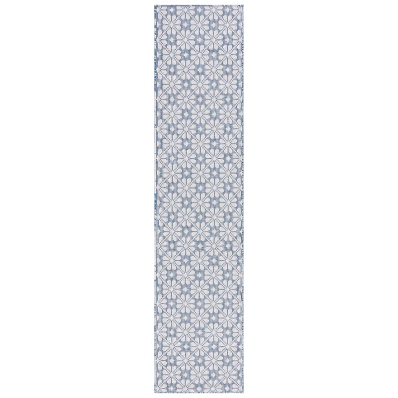 Martha Stewart by SAFAVIEH Matty Indoor/ Outdoor Rug - 2' x 9' Runner - Navy/Ivory
