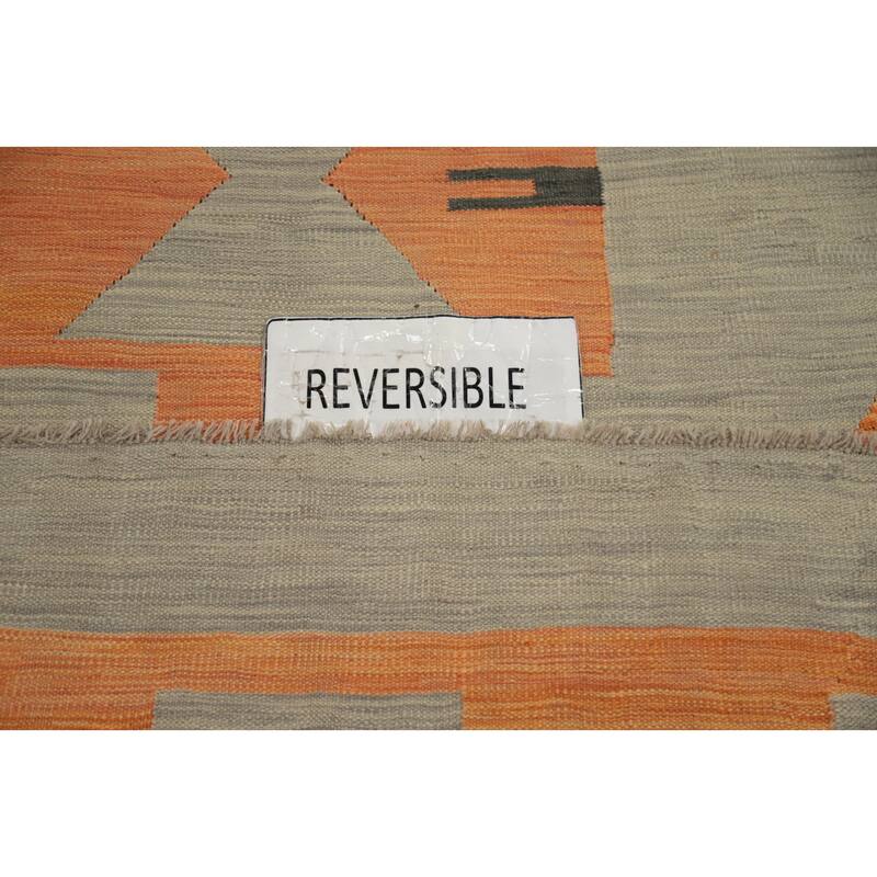 Hand Woven Oriental 100% Wool Carpet Southwestern Modern Greys & Charcoal Kilim Area Rug - 8' 10'' X 5' 7''
