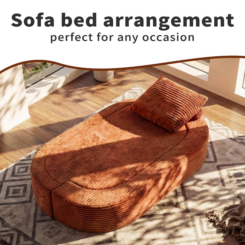 78.7" Full-Size Folding Sofa Bed, Sleeper Futon Loveseat, Plush Corduroy Foam-Filled Couch