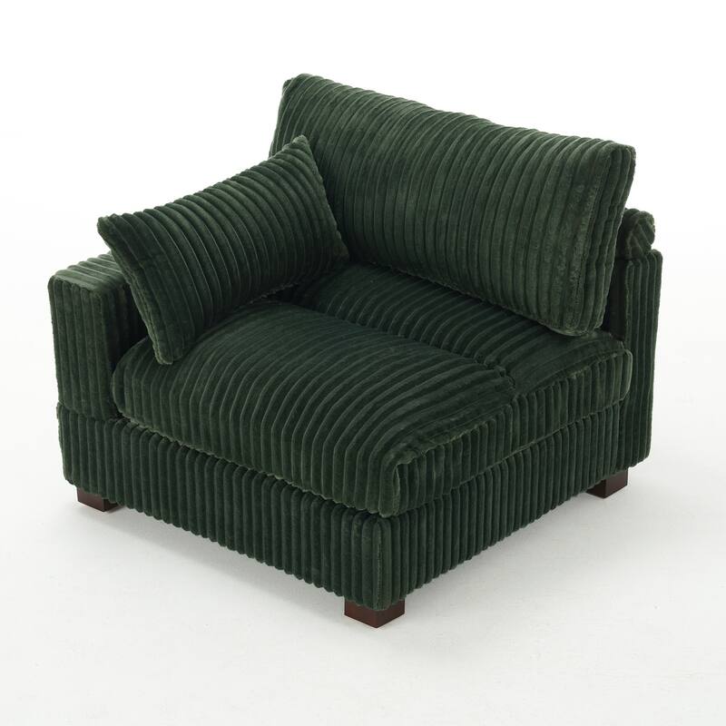 Upholstered Plush Flannel Modular Sectional Sofa with Pillows,Ajustable Headrest