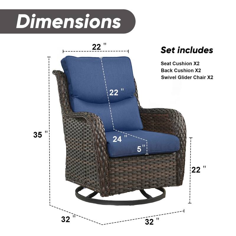 Pocassy Outdoor Swivel Chairs Patio Furniture Set