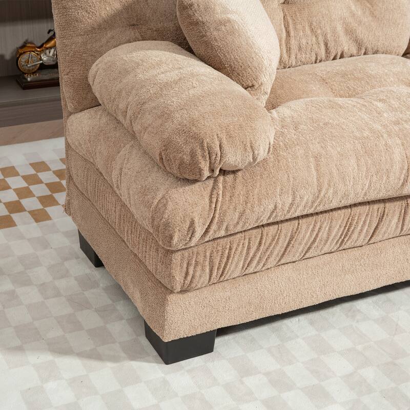 Modern Chenille 2 Seat Sectional Sofa with Memory Foam Cushions and Pillows for Living Room and Guest Room