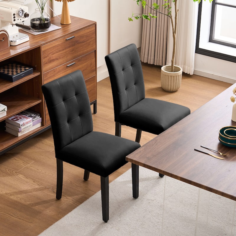 FERPIT Faux Leather Tufted Upholstered Dining Chairs Set of 2 - 17.5"W x 23"D x 36.5"H