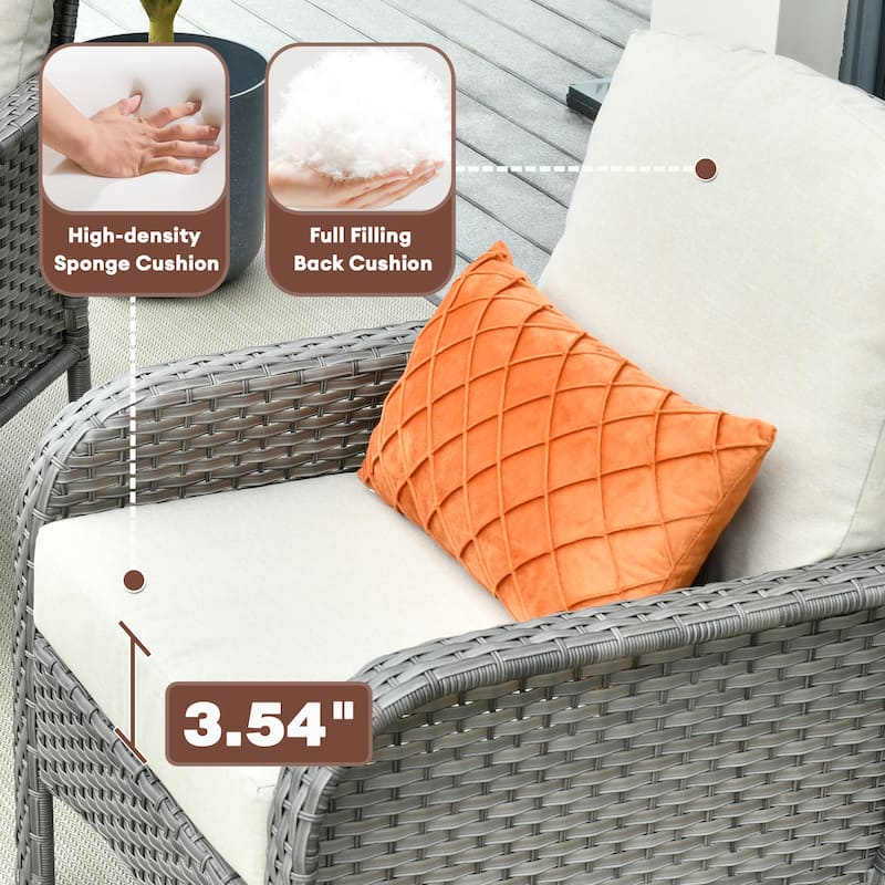 XIZZI 2-piece Outdoor Furniture Wicker Loveseat Sofa Set with Coffee Table