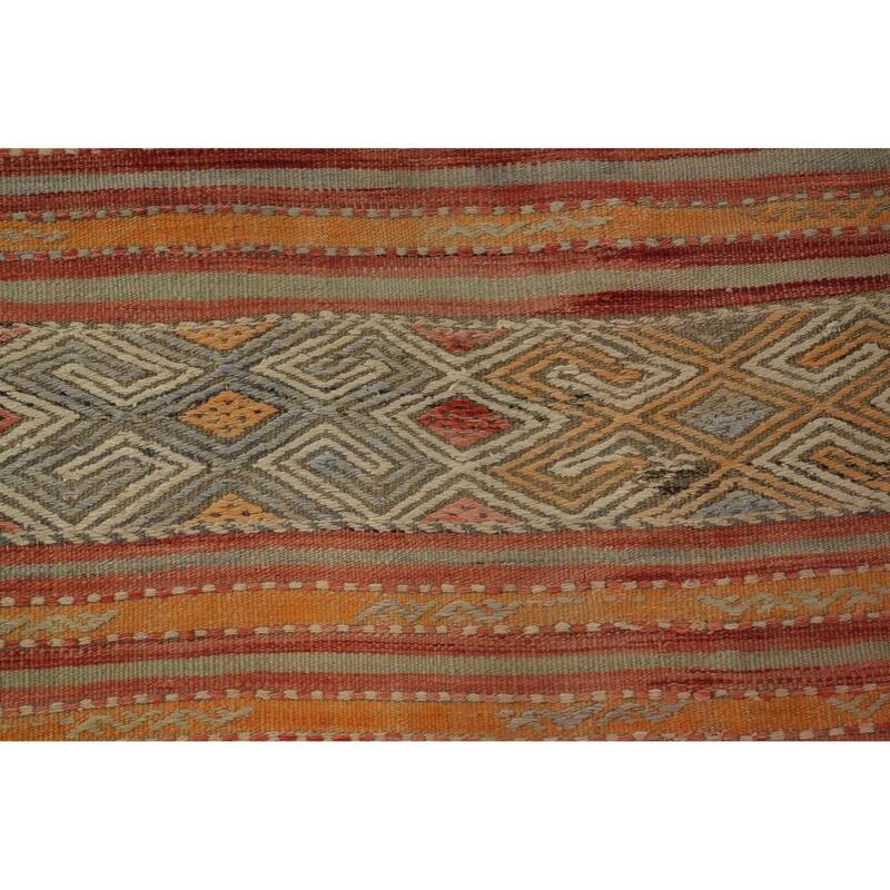 Hand Woven Oriental 100% Wool Carpet Southwestern Tribal Multi-Colored Kilim Area Rug - 7' 2'' X 4' 5''