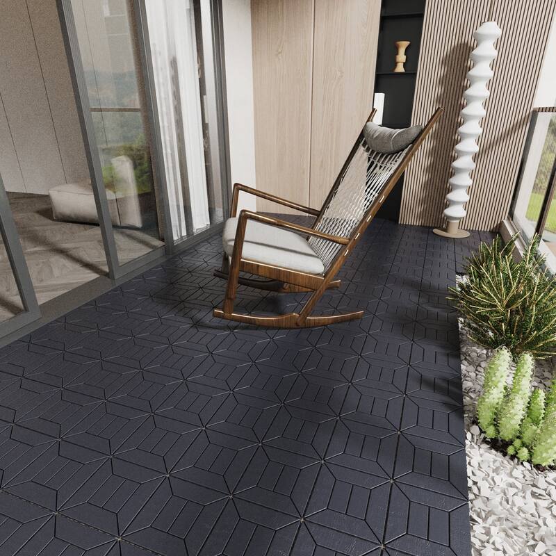 12" Interlocking Patio Deck Tiles – DIY Modular Flooring for Porch, Poolside, Balcony (44-Piece Set) - 44pcs