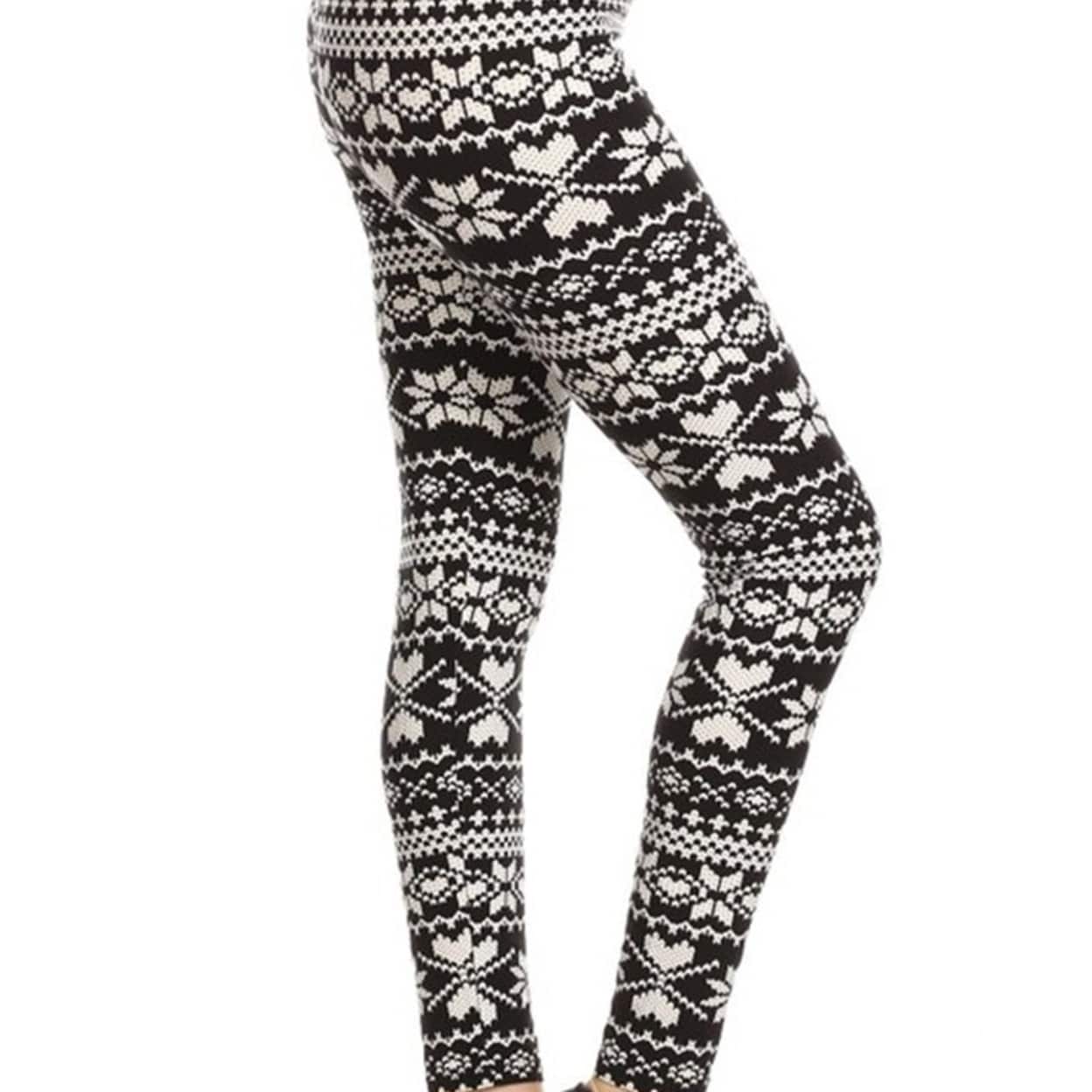 black and white holiday leggings