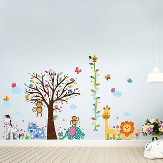 Walplus Butterflies in Happy Animal Zoo Height Chart Wall Stickers Décor