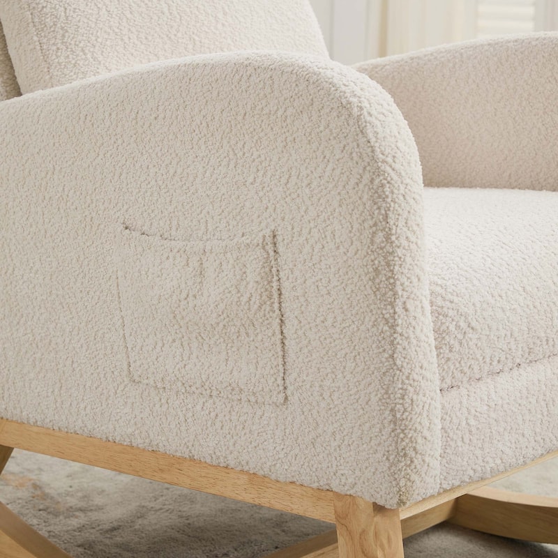 25.4"W High Back Rocking Chair with Retractable Footrest