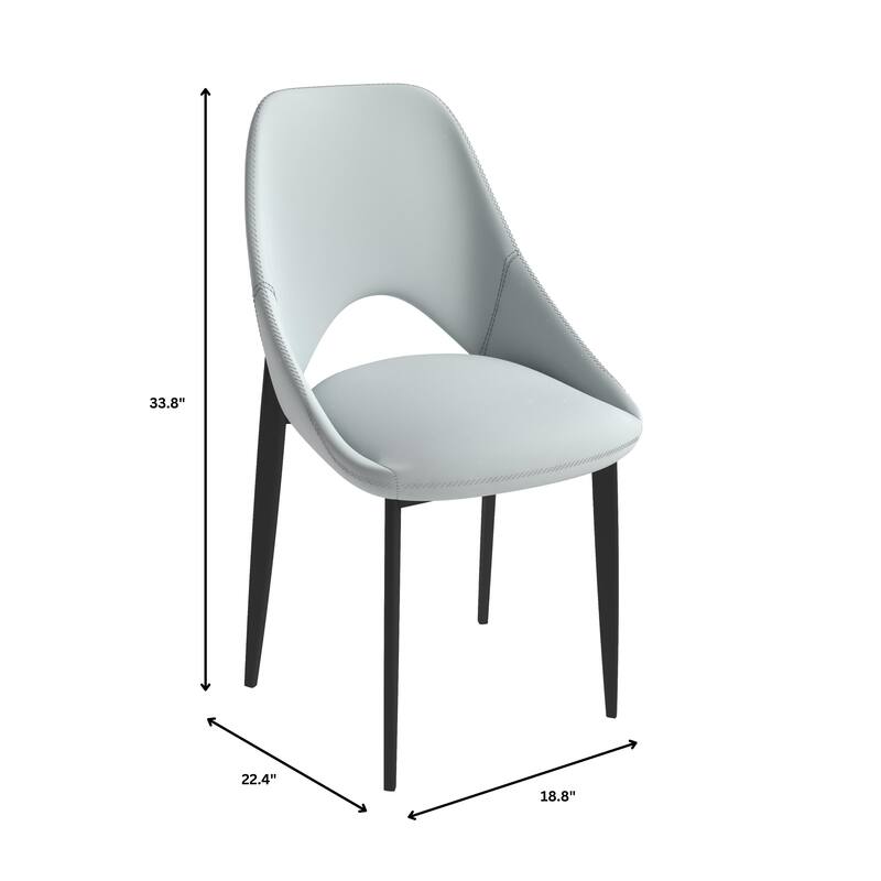 Amalfi Mid-Century Modern Upholstered Dining Chair - Open Back Side Chair with Metal Legs for Kitchen, Dining Room & Living Room