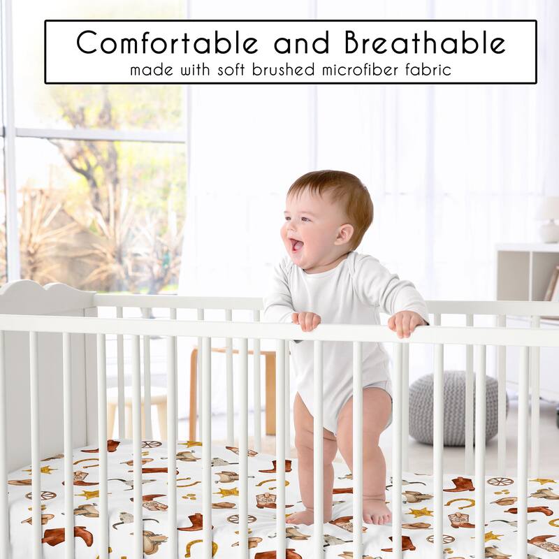 Sweet Jojo Designs Boho Western Cowboy Boy Fitted Crib Sheet - Bohemian Vintage Wild West, Cow Boy Boots, Southern Charm, Rustic