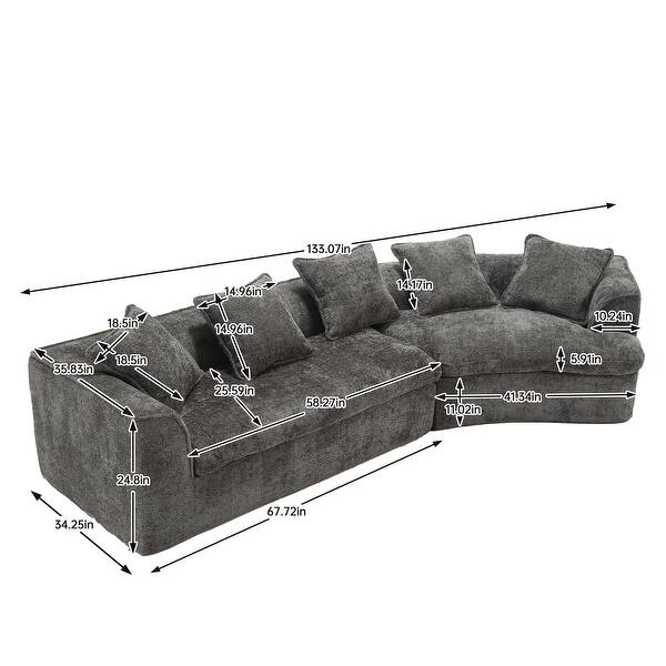 Oversized Comfy sofa Living Room 3 seater sofa unique double seat and corner construction for Apartment