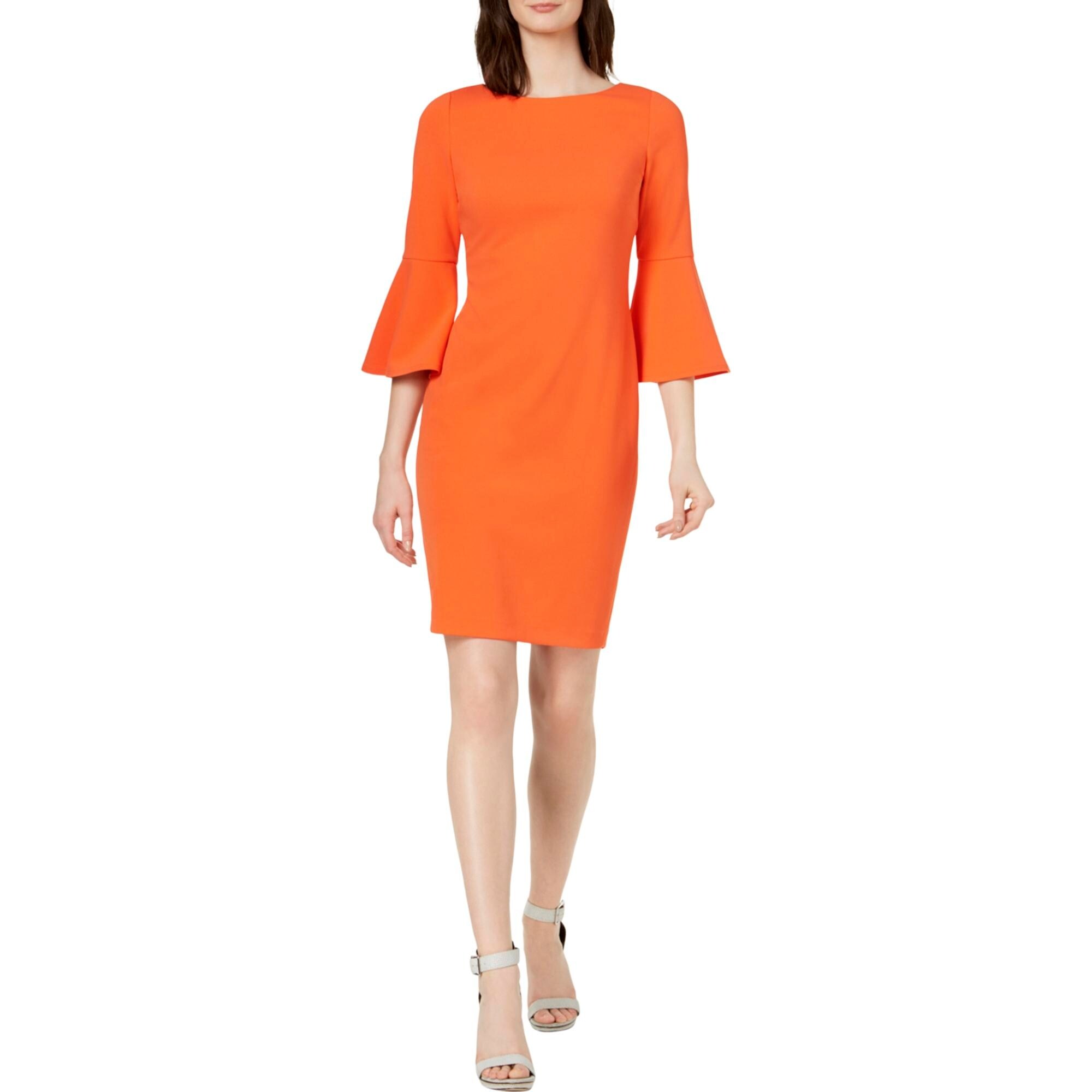Shop Calvin Klein Womens Wear To Work Dress Bell Sleeves Sheath