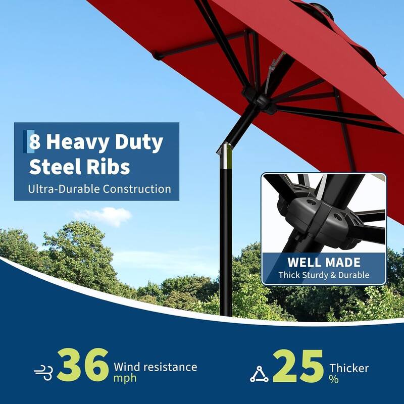 10FT Patio Umbrella with Smooth Crank Lift UV Protection Waterproof for Pool, Deck, Yard, Garden (No Base)
