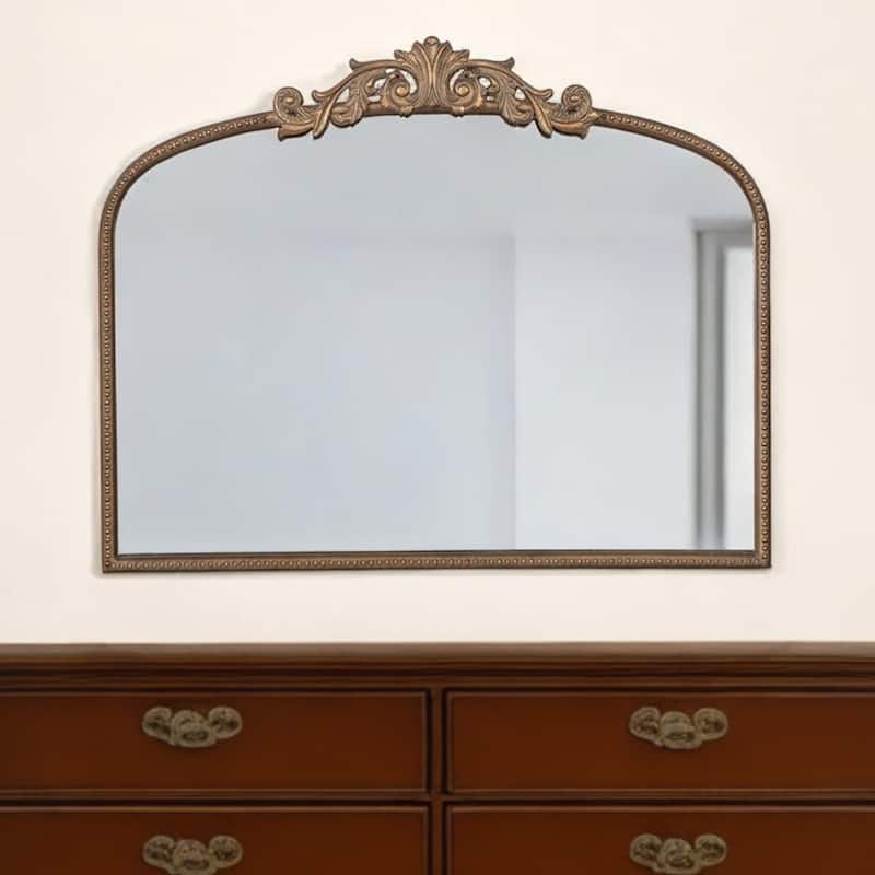 HomeRoots 31" Gold Arch Iron Framed Accent Mirror - 40' X '31.2' X '1.5 - 40' X '31.2' X '1.5