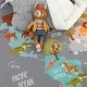 preview thumbnail 2 of 6, Kids Rug Play Mat with World Map & Charming Animals in Grey