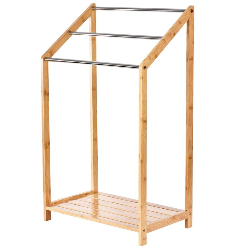 ToiletTree Products Bamboo Towel Rack Holder for Bathrooms (3 Tier) - Freestanding Beach Towel Stand with Towel Organizer
