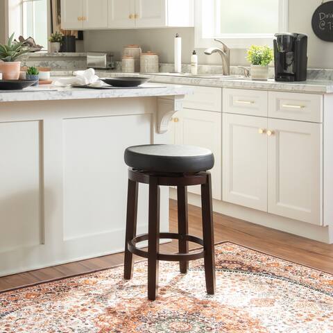Dorothy Brown Faux Leather Backless Swivel Counter Stool