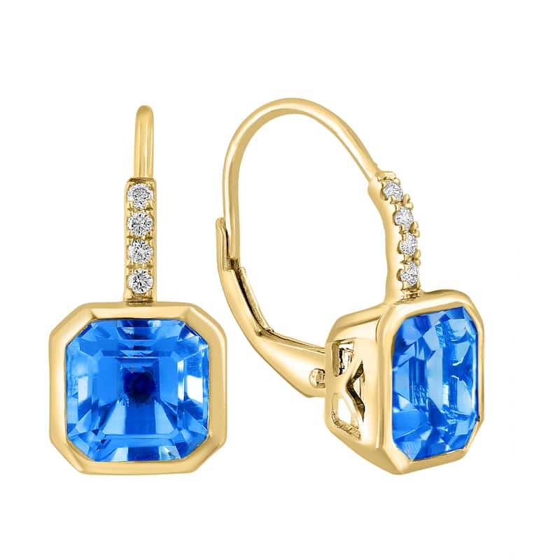 EFFY 14K Yellow Gold Diamond,Blue Topaz Earrings