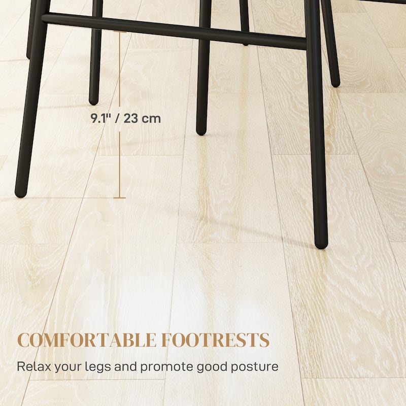 2-Pack Woven Rattan Counter Stools with Steel Legs and Adjustable Feet for Home or Bar Seating - 16.9" W x 22" D x 39.8" H
