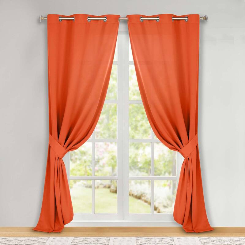 Superior Solid Machine Washable Room Darkening Grommet Blackout Curtains, Set of 2