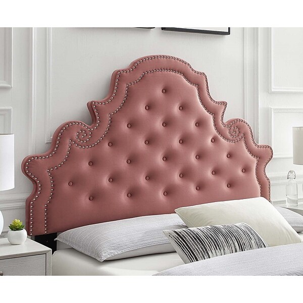Ambridge Button Tufted Heather Pink Velvet Upholstered King
