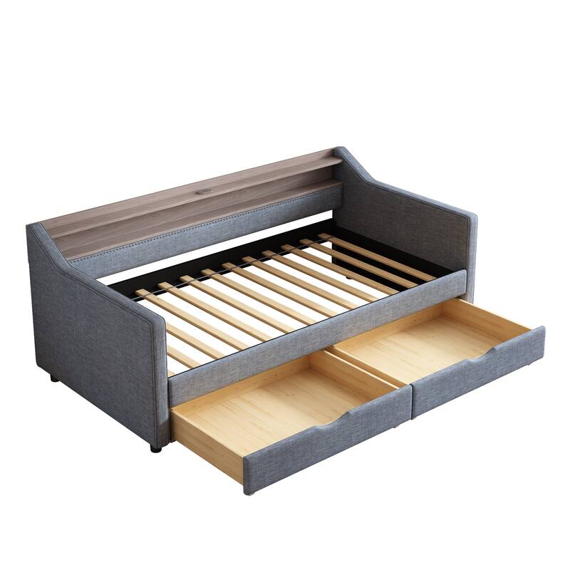 Christopher Knight Home - Mason Modern Twin Daybed with Shelves, Charging Ports, and LED Lighting