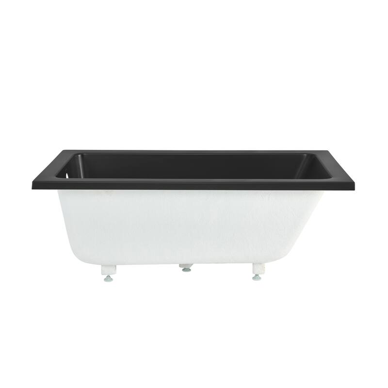 Voltaire 54"X30" Reversible Drain Drop-In Bathtub In Matte Black - 54x30 Reversible