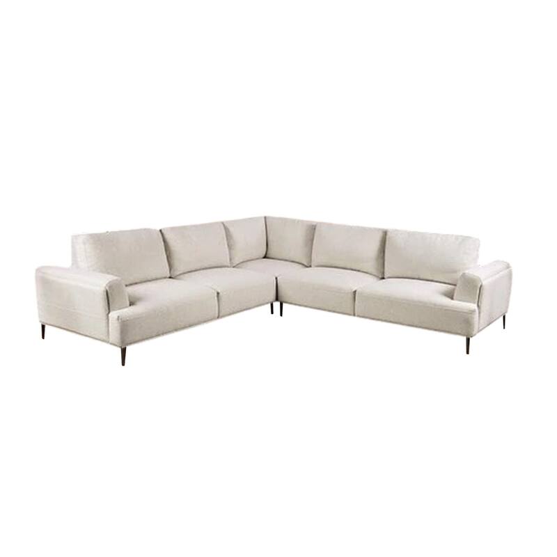 Batty L Shape Sectional Sofa, 114 Inch Light Brown Chenille Adjustable