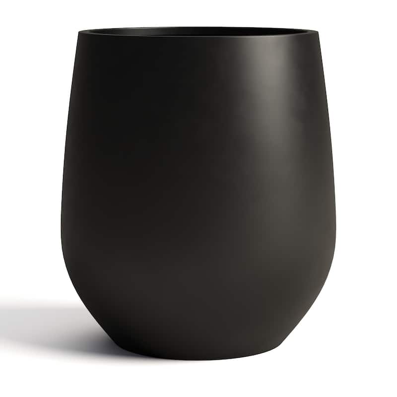 DTY Signature Mount Wilson 1-Piece Fiberstone Tapered Planter for Indoor/Outdoor, Black