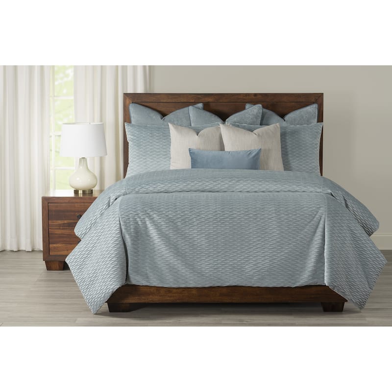Blue Tide Tucked Velvet Duvet Cover and Insert Set
