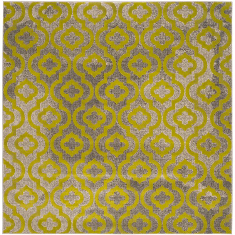 SAFAVIEH Porcello Andrijana Geometric Trellis Area Rug - 6'7" Square - Light Grey/Green