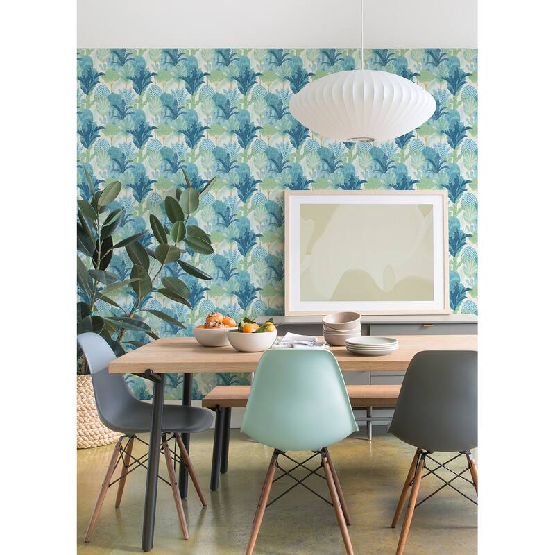 NuWallpaper Teal Keilani Peel and Stick Wallpaper