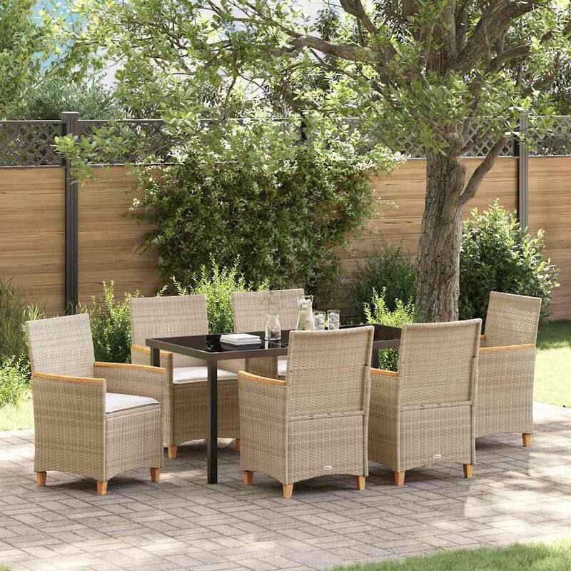 vidaXL Garden Dining Set Poly Rattan - Beige-21.65x23.62x36.61