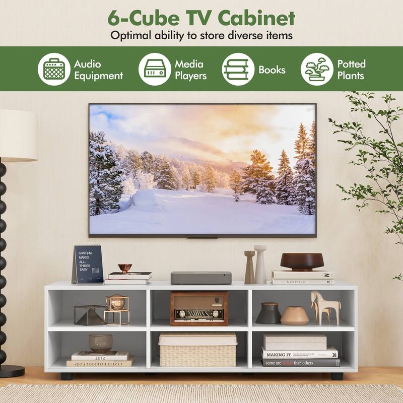 Gymax TV Cabinet for 50-Inch TV 42'' TV Stand w/ 3 Adjustable Shelves