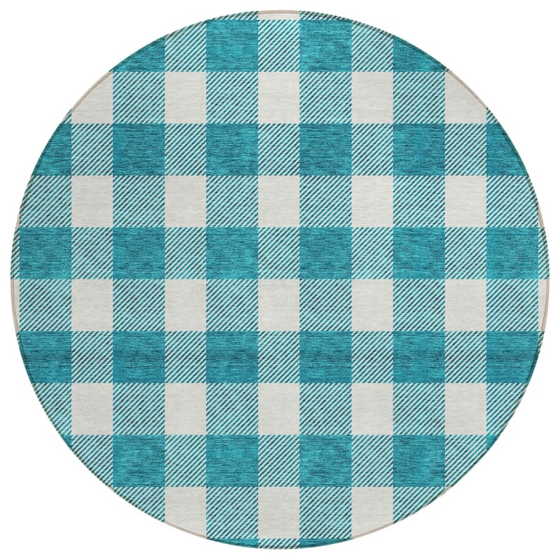 HomeRoots Plaid Transitional Rectangle Outdoor Rug
