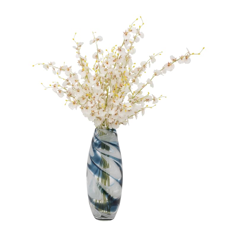 Sagebrook Home Coastal Blue Glass Swirl Vase