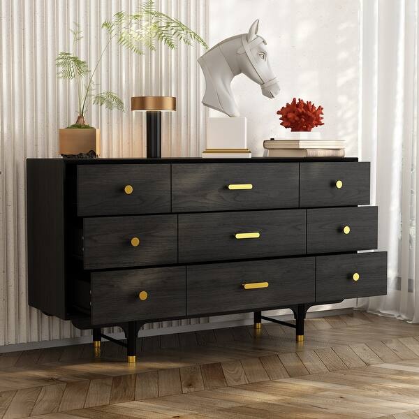 Luxe Matte Black Dresser w/Golden Hardware - Spacious Bedroom Storage - Bed  Bath & Beyond - 40115336