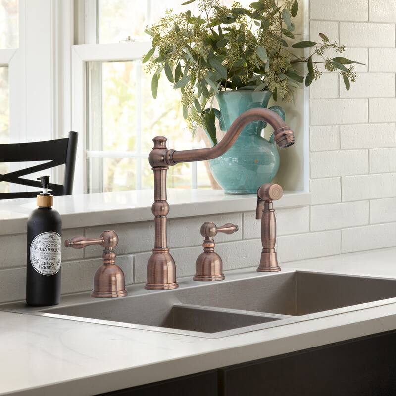 Two-Handles Widespread Kitchen Faucet with Side Sprayer