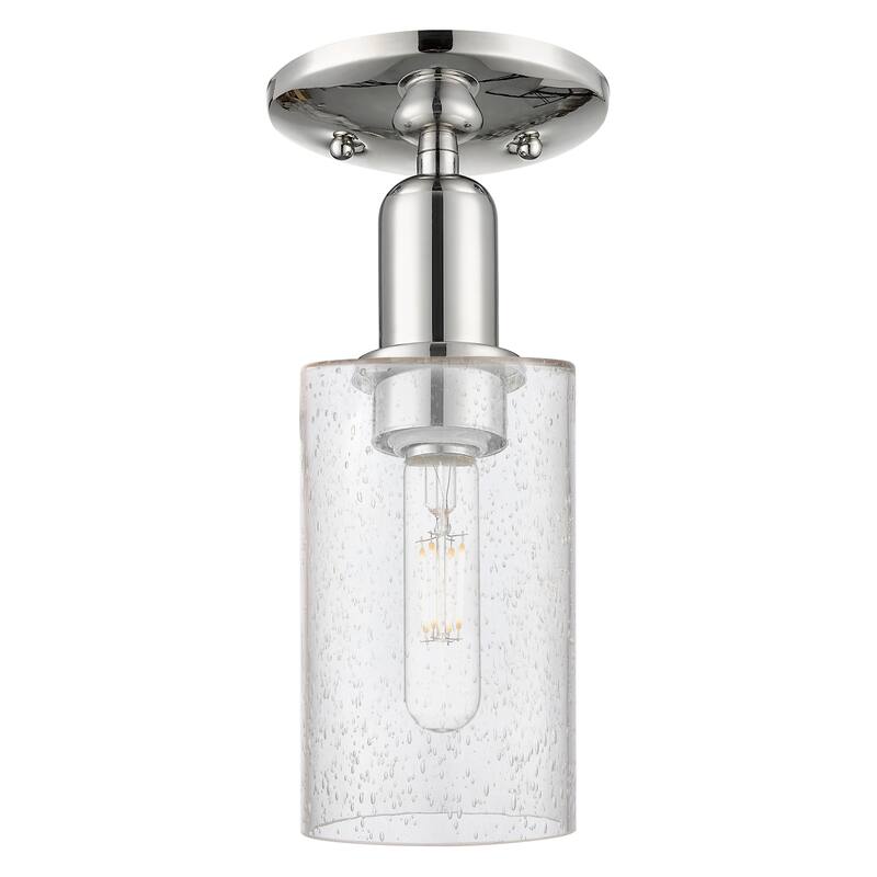 Innovations Lighting Endless Possibilities Arcadia - Clymer - 1 Light 4" Semi-Flush Mount - Polished Nickel/Seedy