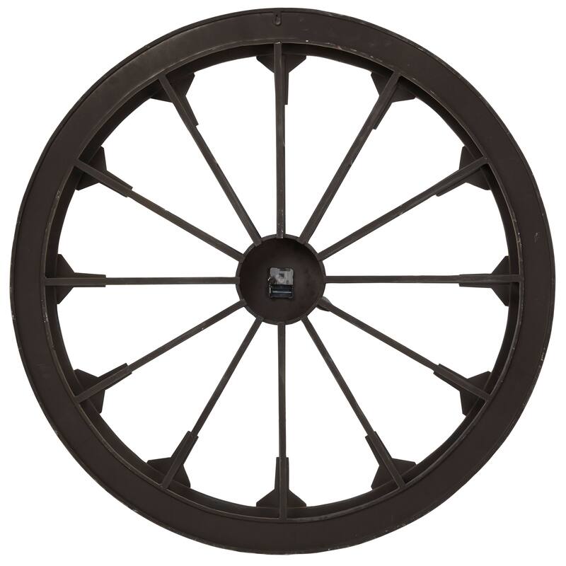 Metal Wheel Wall Clock - Brown - Roche River Decor - 5"W x 48"L x 48"H