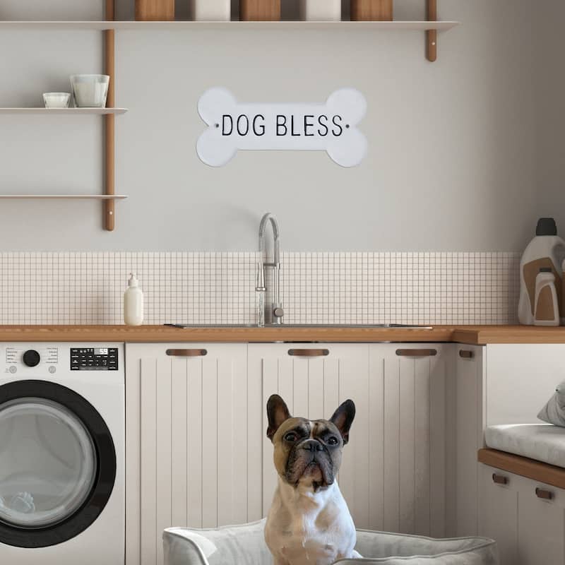 Decorative Metal "Dog Bless" Wall Sign - 9.0"L x 0.3"W x 4.4"H