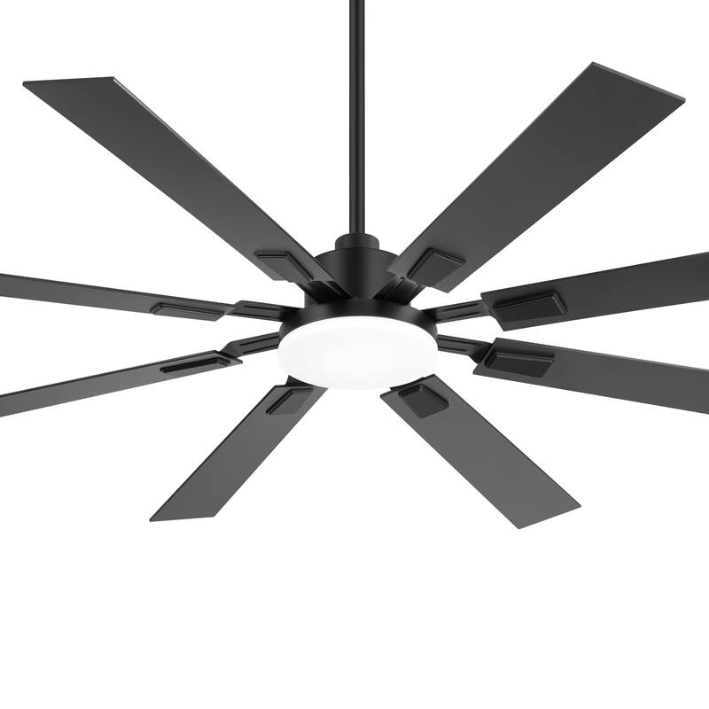 48"/52"/60"/72" Modern Black LED Ceiling Fan with Light Remote (5/6/8 Reversible Blades)