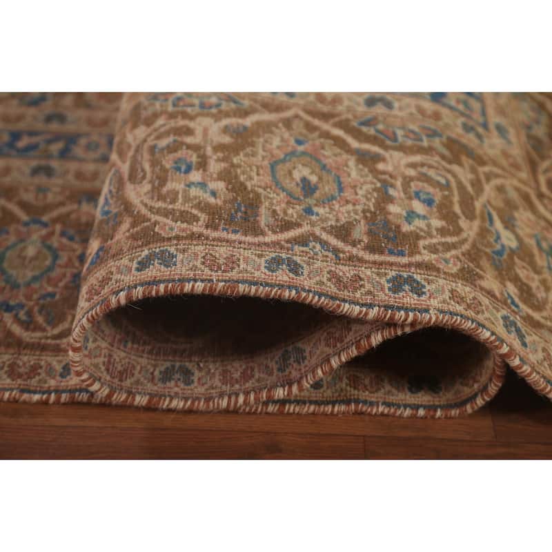 Traditional Pink Mashad Persian Vintage Rug Hand-Knotted Wool Carpet - 8'10"x 12'5"