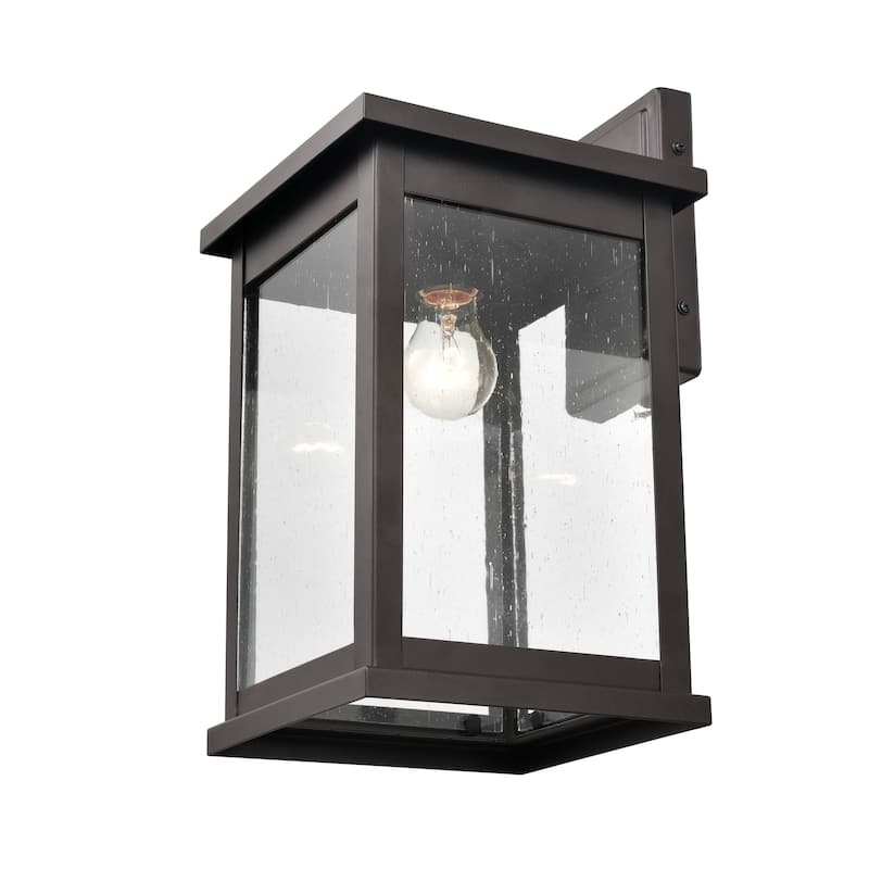 Millennium Lighting Bowton 1 Light Outdoor Wall Sconce in Powder Coat Bronze with a Clear Glass Shade - 15 Inch